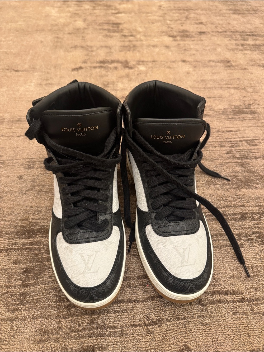 Louis Vuitton Black and White High-Top Sneakers
